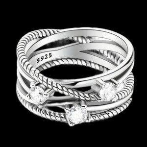 Women’s 925 Sterling Silver with CZ Accents Ring - Size 8 - NWT